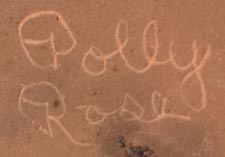 Artist signature of Polly Rose Folwell, Santa Clara Pueblo Potter