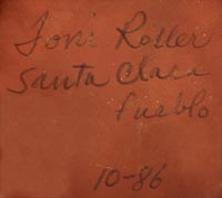 Artist signature of Toni Roller, Santa Clara Pueblo Potter