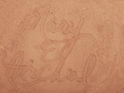 Artist signature of Mary Ester Archuleta, Santa Clara Pueblo Potter