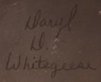 Artist signature of Daryl Whitegeese, Santa Clara Pueblo Potter