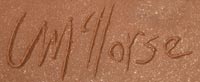 Artist signature of Christine Nofchissey McHorse, Diné of the Navajo Nation Potter