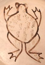 Artist hallmark signature of Joy Navasie, Frog Woman, Hopi Pueblo Potter