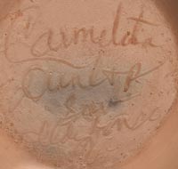 Artist signature of Carmelita Dunlap, San Ildefonso Pueblo Potter