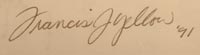 Artist signature of Francis J. Yellow, Lakota Artist