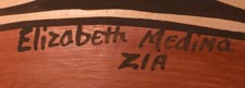 Artist signature of Elizabeth Medina, Zia Pueblo Potter