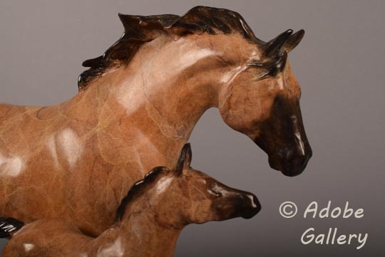 Close-up view of the horses.