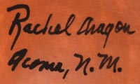 Artist signature of Rachel Aragon, Acoma Pueblo Potter