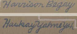 Diné of the Navajo Nation artist dual signatures of Harrison Begay (1917-2012) Haskay Yahne Yah (The Wandering Boy)