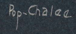 Taos Pueblo artist signature of Pop Chalee (1906-1993) Blue Flower