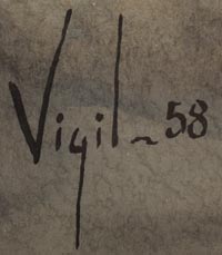 Artist signature and DATE of Frank Paul Vigil (1922-1973) Jicarilla Apache