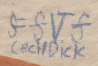 Artist signature of Cecil Dick (1915-1992) Dá-Ga-Dah-Ga Standing Alone Cherokee Nation