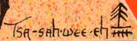 Artist signature of Helen Hardin (1943-1984) Tsa-Sah-Wee-Eh - Little Standing Spruce, Santa Clara Pueblo Painter