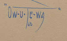 Artist signature of Chavez (1915-2003) Ow U Te Wa - Echo of a Songo of Cochiti Pueblo, KO-TYIT