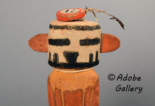 Alternate close up view of the face of this katsina doll.