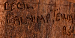 Artist signature of Cecil Calnimptewa, Jr., Hopi-Tewa Carver