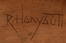 Artist signature of Ronald Honyouti, Hopi-Tewa Carver