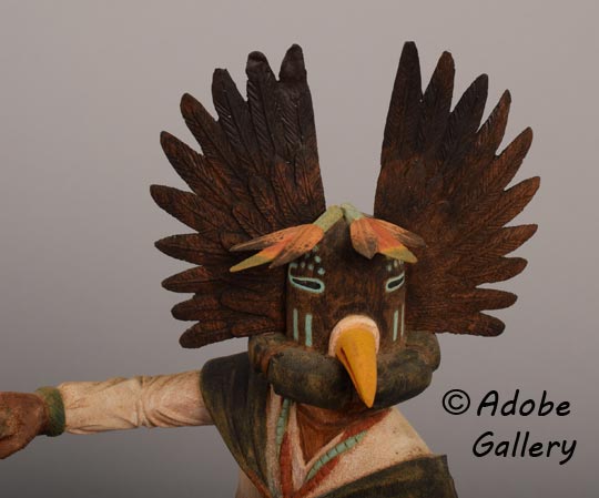 Close up view of the face of this Katsina Doll.