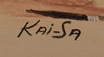Artist signature of Percy Tsisete Sandy (1918-1974) Kai-Sa - Red Moon of Zuni Pueblo, SHE-WE-NA
