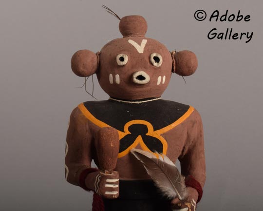 Close up view of the face of this Katsina Doll.