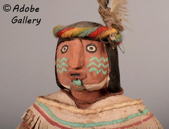 Close up view of the face of this Katsina Doll.