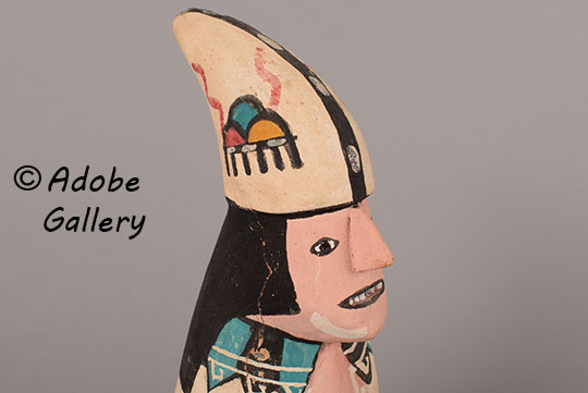 Alternate close up view of the face of this katsina doll.