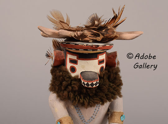 Close up view of the face of this Katsina Doll.
