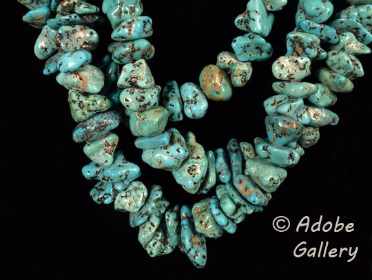 Close-up view of the turquoise nuggets.