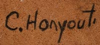 Artist signature of Clyde Honyouti, Hopi Pueblo Carver