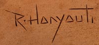 Artist signature of Ronald Honyouti, Hopi Pueblo, Hopituh Shi-nu-mu