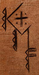Artist signature of Malcolm Fred, Hopi Pueblo Carver