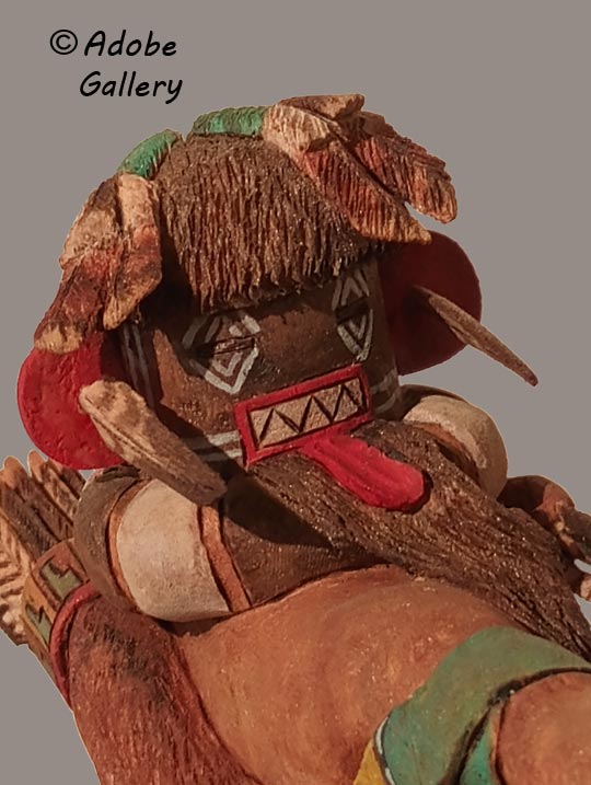 Close up view of the face of this Katsina Doll.