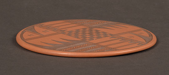 Alternate side view of this pottery tile.