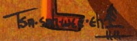 Artist signature of Early Original Painting “Man of the Moon Helen Hardin (1943-1984) Tsa-Sah-Wee-Eh - Little Standing Spruce Santa Clara Pueblo, Kha'p'oo Owinge
