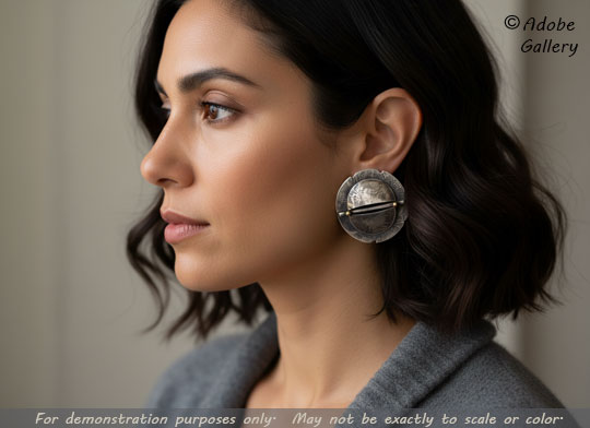 Alternate view of these earrings being worn.