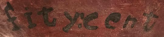 A particularly charming detail is found on the underside of the jar, where a historical price of “Fity:Cent” has been hand-painted and fired in during the final process. This rare inscription offers a glimpse into the early commercial history of Pueblo pottery and adds both provenance and much personality to the piece.