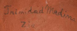 Zia Pueblo artist signature of Trinidad Medina (1883/1884-1969) SRA'EITI'