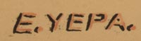 Artist signature of Emeliano Yepa (c.1920s- c.1950s) Jemez Pueblo, Walatowa