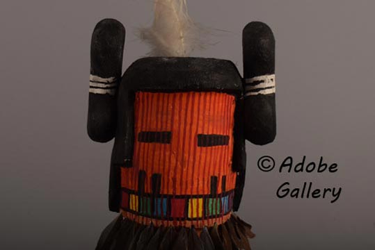 Close up view of the face of this Katsina Doll.