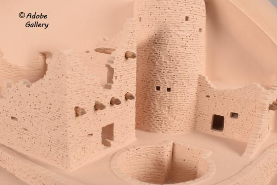 Close up view of the Pueblo ruins area of this pottery vessel.