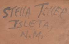 Artist signature of Stella Teller (born 1929) Isleta Pueblo 