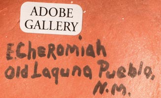 Artist signature of Evelyn Cheromiah (1928-2013) Laguna Pueblo