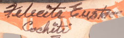 Artist signature of Felecita Eustace, Cochiti Pueblo Potter