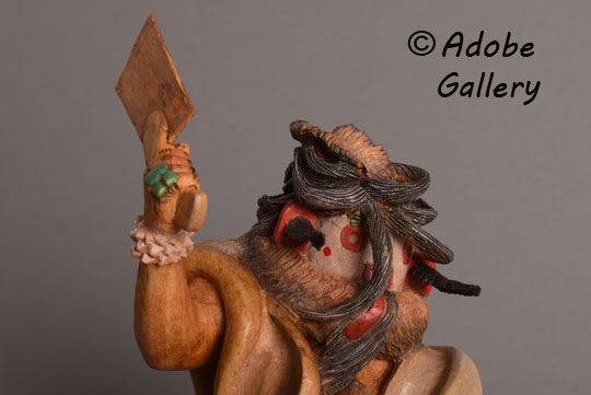 Alternate close up view of the face of this katsina doll.