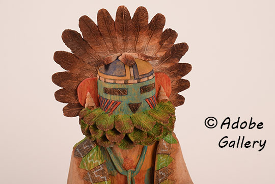 Alternate close up view of the face of this katsina doll.
