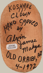 Artist signature of Alvin James Makya, Hopi Pueblo Carver