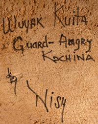 Artist signature of Hopi Pueblo Carver Garfield Nish