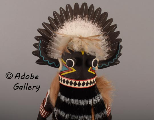 Close up view of the face of this Katsina Doll.