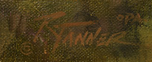 Artist signature of Russ Tanner, Western Painter