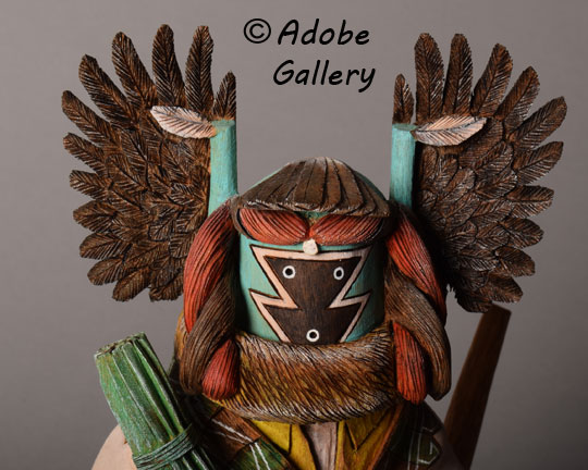 Alternate close up view of the face of this katsina doll. Alternate close up view of the face of this katsina doll.