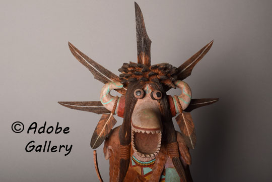 Alternate close up view of the face of this katsina doll. Alternate close up view of the face of this katsina doll.